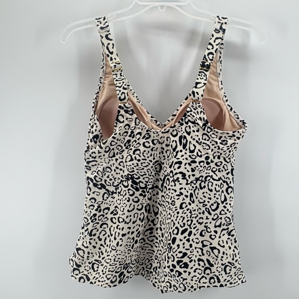 KONA Sol Large (12-14) Off White/Black Twist-Front Leopard Print Tankini Top New - Picture 4 of 12